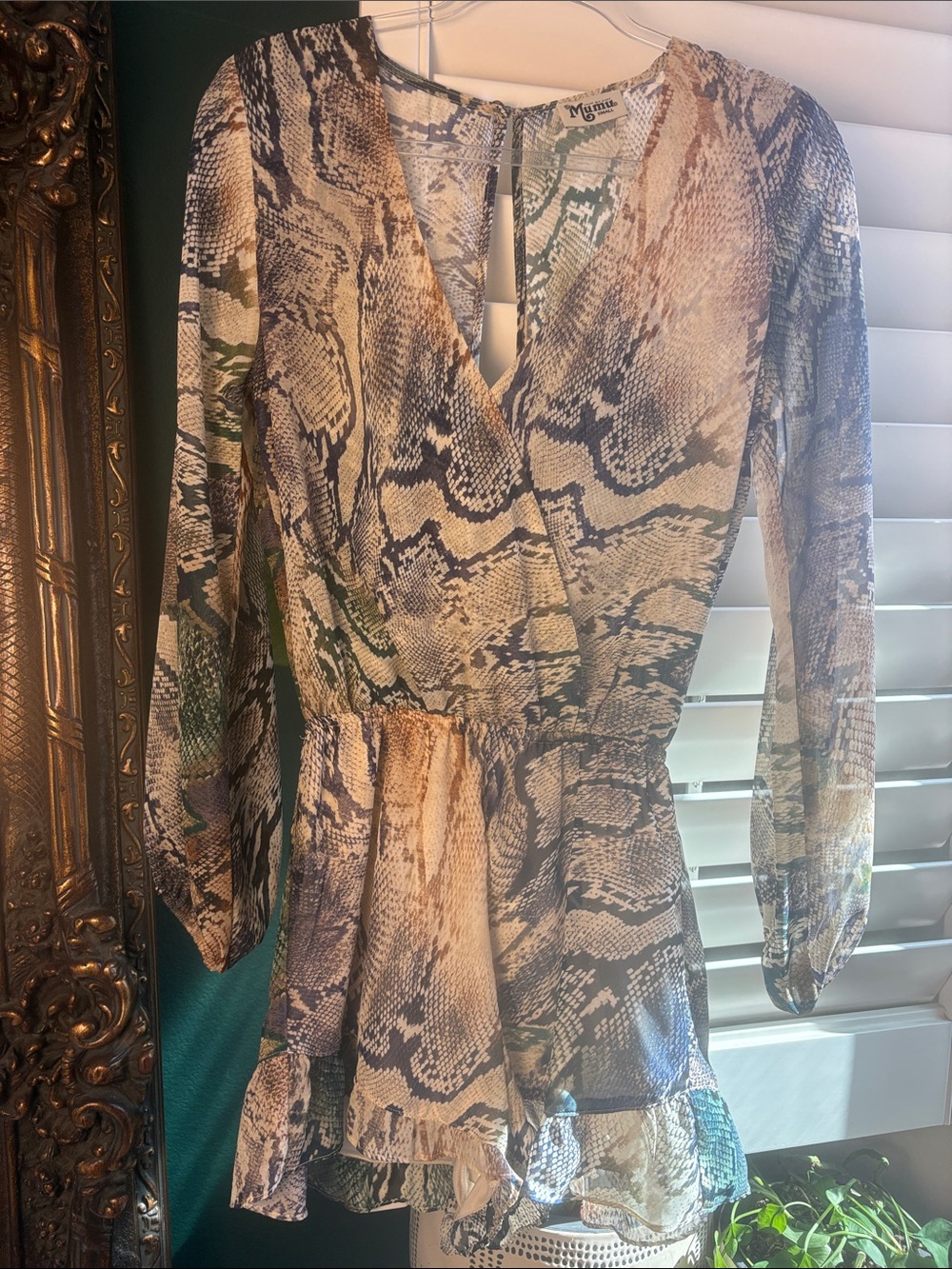 Show Me Your Mumu Rocky Romper Rioconda Snake Skin Print Size Small